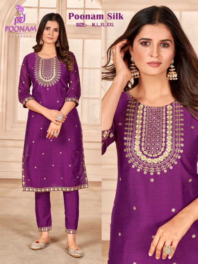 Poonam Silk Designer Kurti With Bottom Catalog